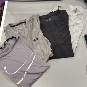 Lot of 4 for teen -Nike Gray Dri-Fit, Under Armour, 2 Gap t shirts